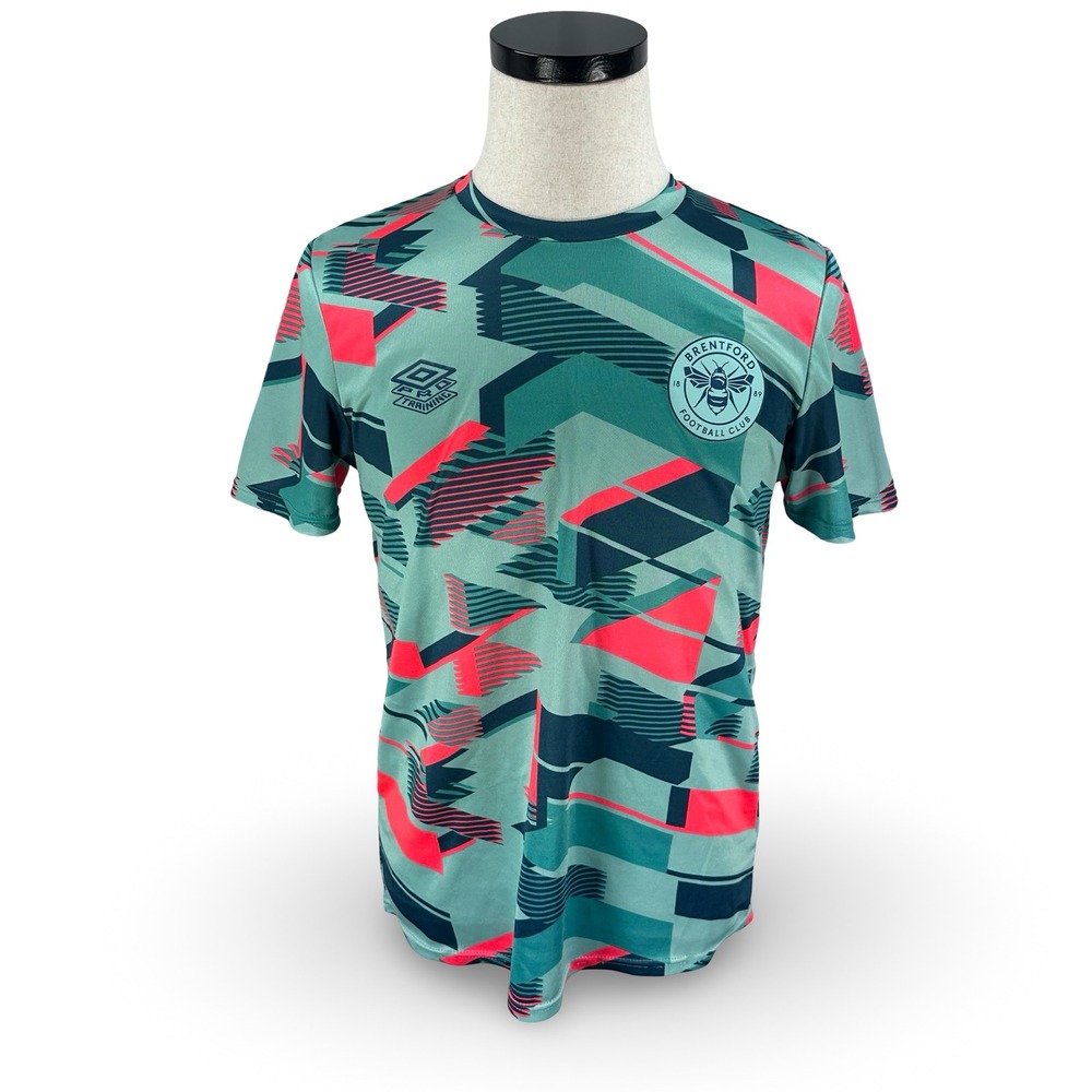 Umbro Brentford FC Mens Training Pre-Match Jersey Teal Pink Geometric Medium